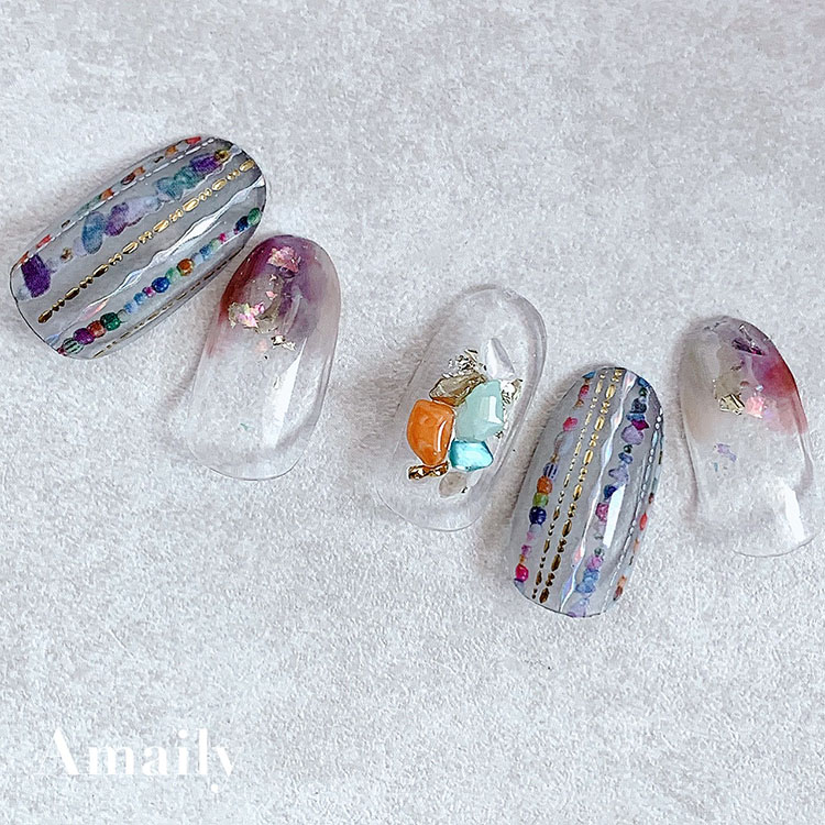 取扱終了 Amaily ネイルシール No.5-49 ジュエルライン