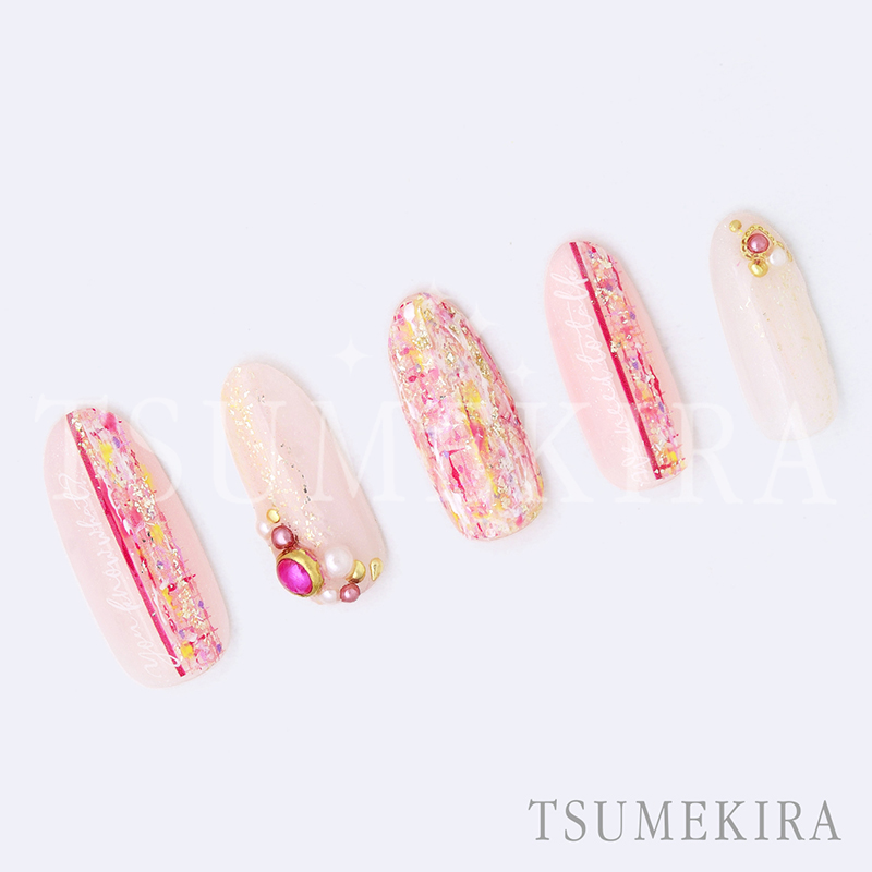 取扱終了 TSUMEKIRA ツイード2 ピンク NN-TWE-101