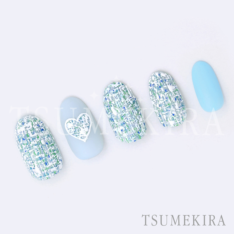 取扱終了 TSUMEKIRA ツイード2 ブルー NN-TWE-102