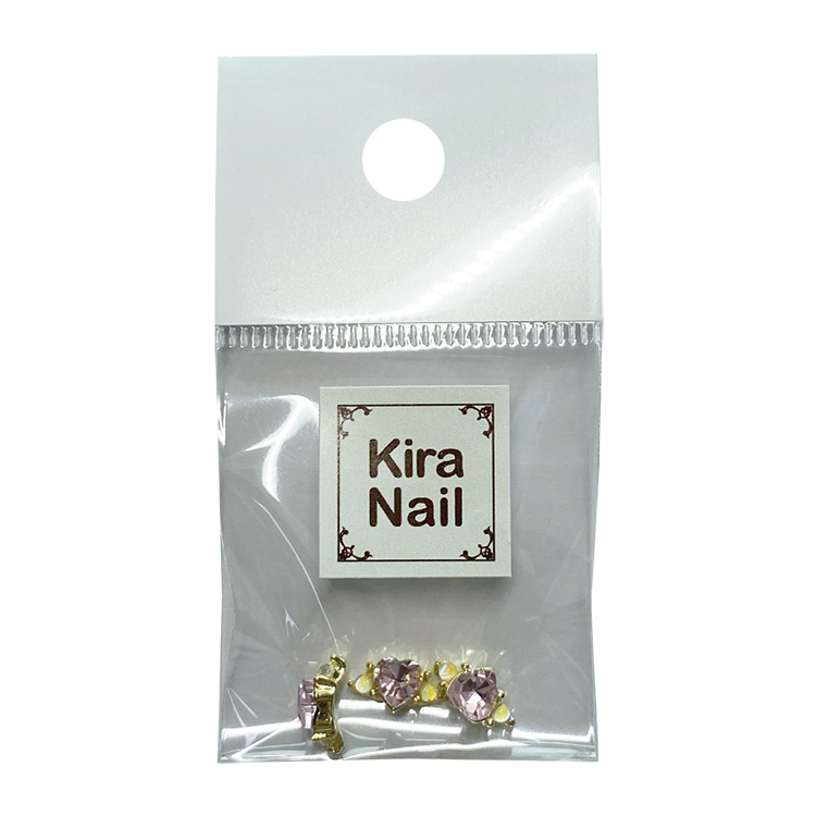 KiraNail ハートストーンリング カラー:ライトピンク 3個入り