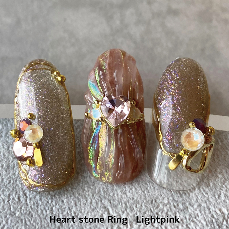 KiraNail ハートストーンリング カラー:ライトピンク 3個入り