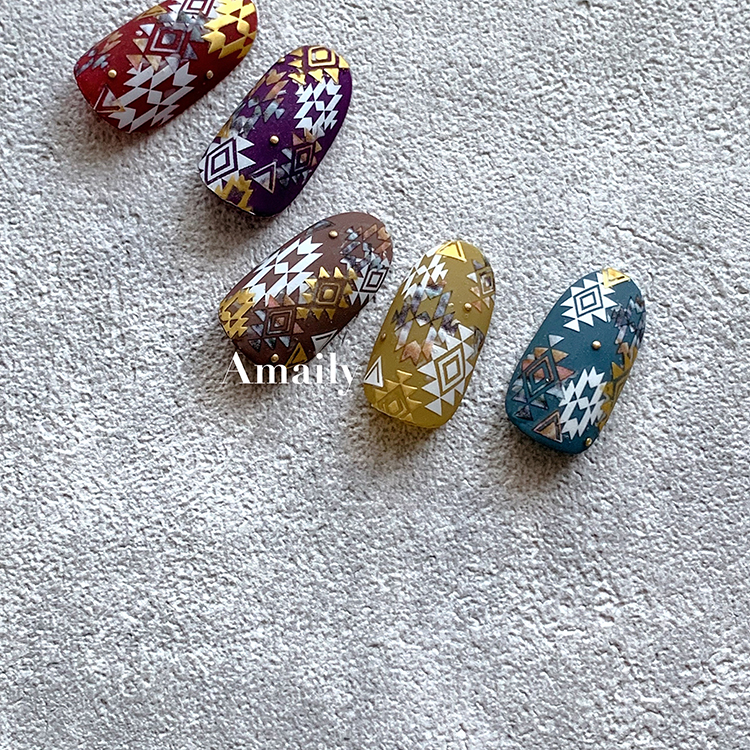 取扱終了 Amaily ネイルシール No.5-52 ネイティブ柄(カラー)