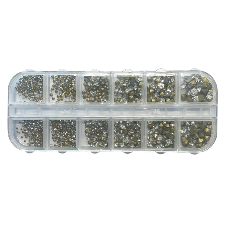 KiraNail Vカットガラスストーン12サイズセット ケース入り カラー