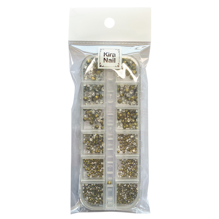 KiraNail Vカットガラスストーン12サイズセット ケース入り カラー