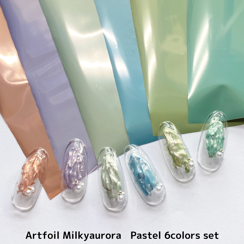 KiraNail 転写アートホイルミルキーオーロラ パステル 6色各20cm