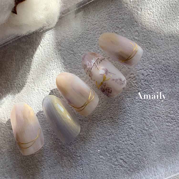 取扱終了 Amaily ネイルシール No.3-37 コットンガーデン