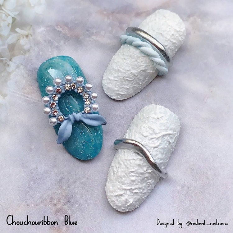 KiraNail シュシュリボン ブルー 2個入