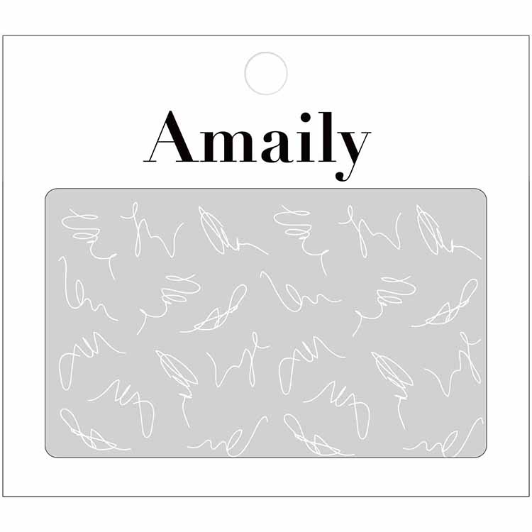 Amaily ネイルシール No.8-22 くねくねライン (白)