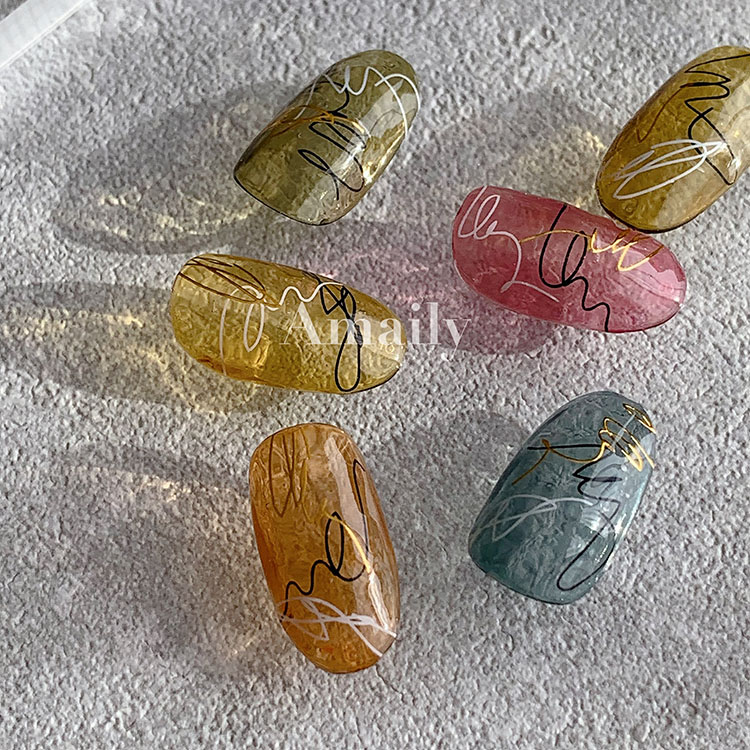Amaily ネイルシール No.8-22 くねくねライン (白)