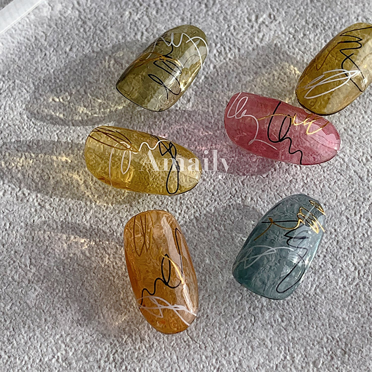 Amaily ネイルシール No.8-23 くねくねライン (G)