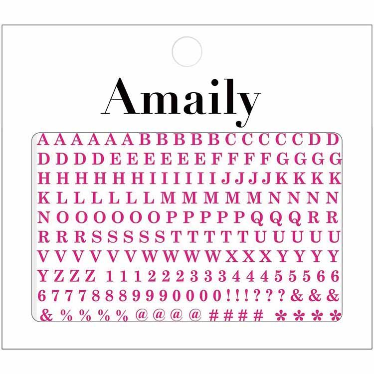Amaily ネイルシール No.4-13 アルファベット大(蛍ピンク)