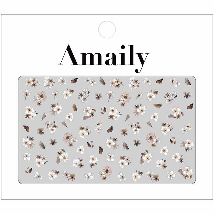 Amaily ネイルシール No.1-45 押し花(ブラウン)