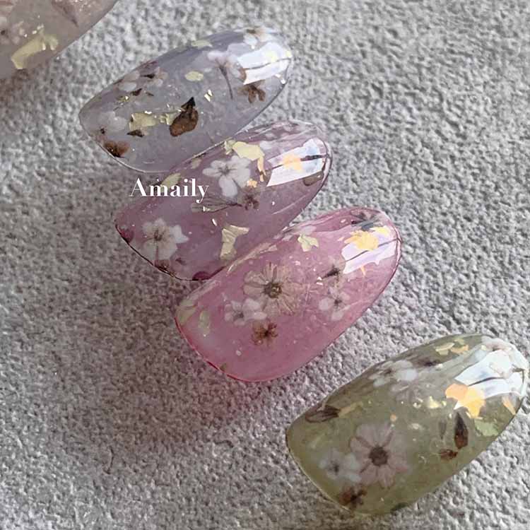 Amaily ネイルシール No.1-45 押し花(ブラウン)