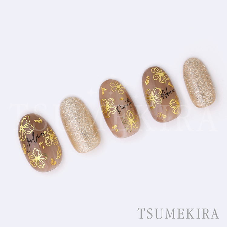 取扱終了 TSUMEKIRA SG-LNF-001 ラインフラワー ゴールド