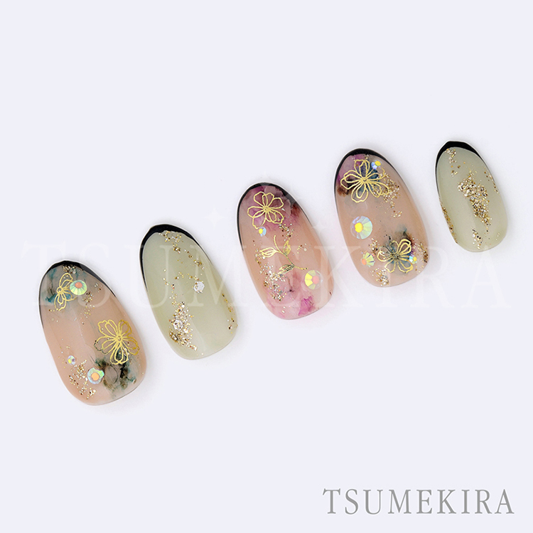 取扱終了 TSUMEKIRA SG-LNF-001 ラインフラワー ゴールド