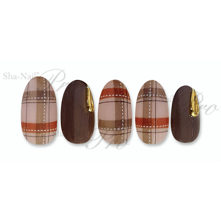 取扱終了 Sha-Nail ProSACHI-004SachikoCheckPattern-LeatherBrown-サチコチェックパターンレザーブラウン