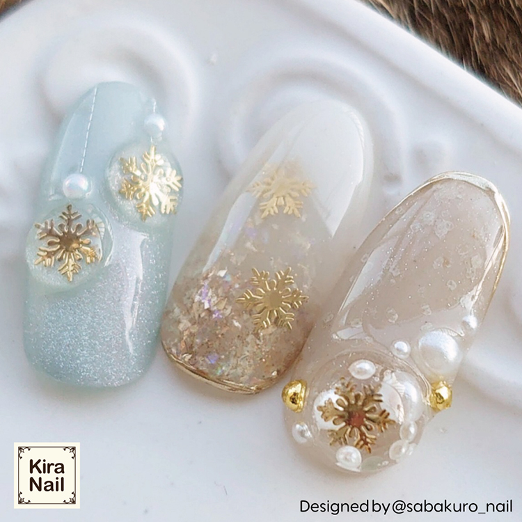 KiraNail 雪の結晶 クリスタルシャワー ゴールド 20個入