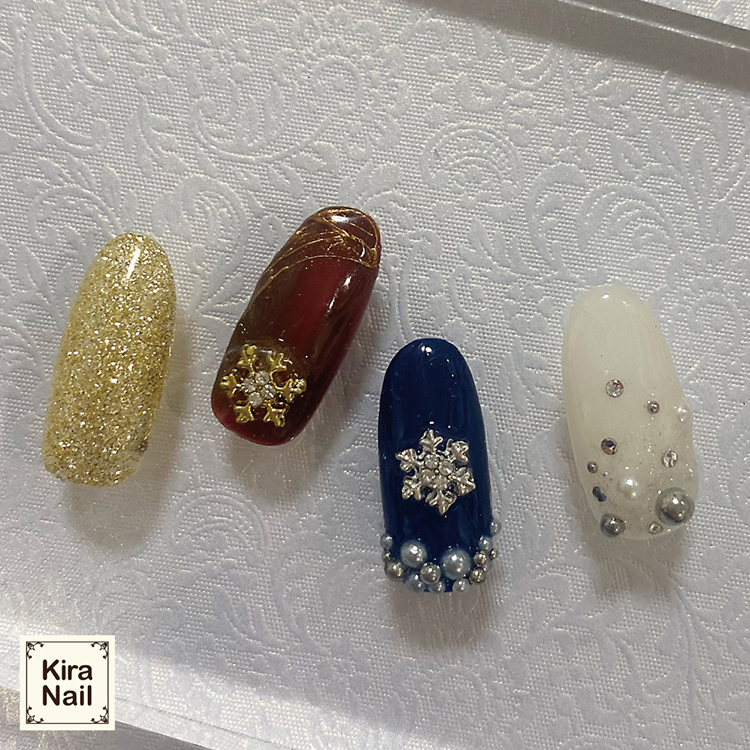 取扱終了 KiraNail 雪の結晶 リリア ゴールド 3個入