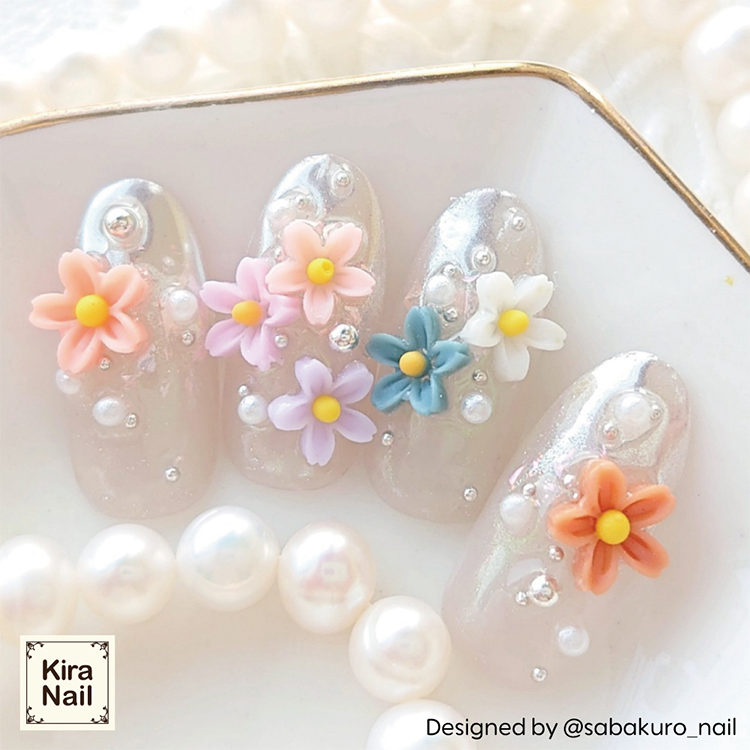 KiraNail フラワーアラカルト&ブリオン ケース入り  和花ニュアンス