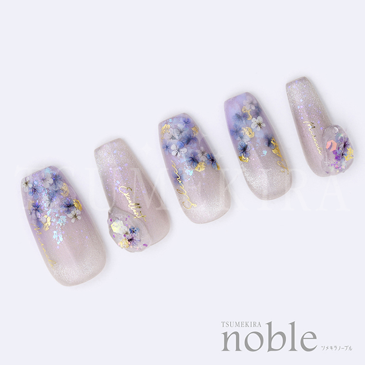 TSUMEKIRA noble NO-DFG-003 ドライフラワーと金箔3 ブルー