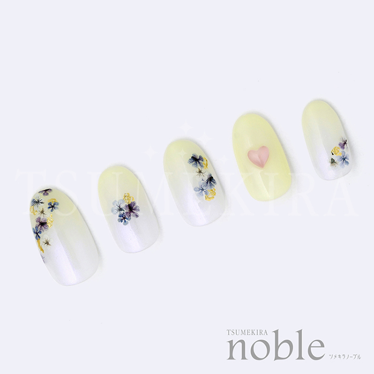 TSUMEKIRA noble NO-DFG-003 ドライフラワーと金箔3 ブルー