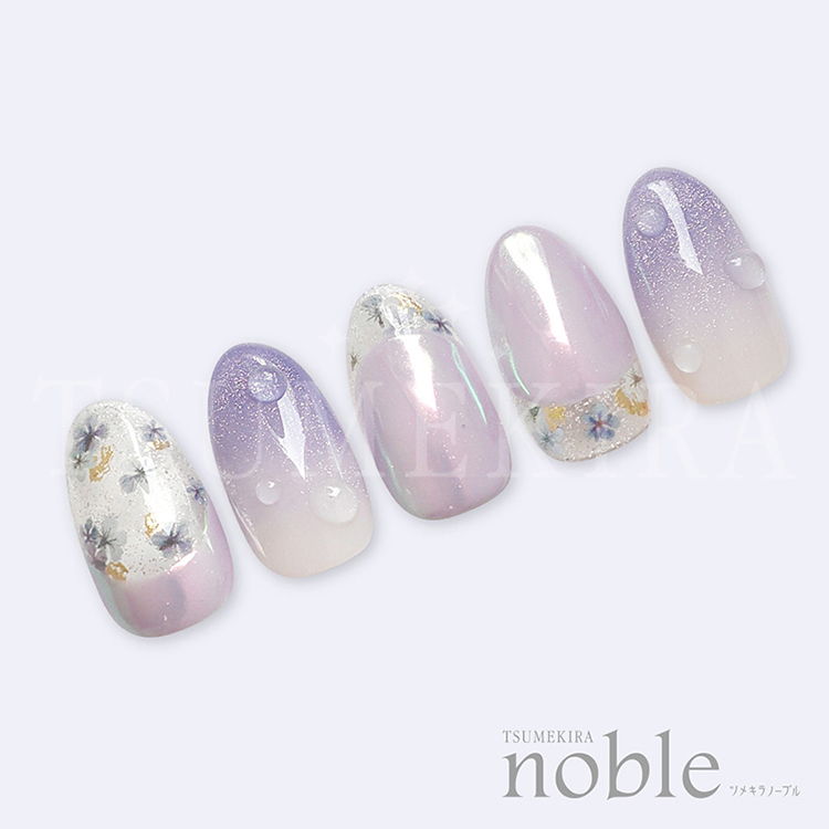 TSUMEKIRA noble NO-DFG-003 ドライフラワーと金箔3 ブルー
