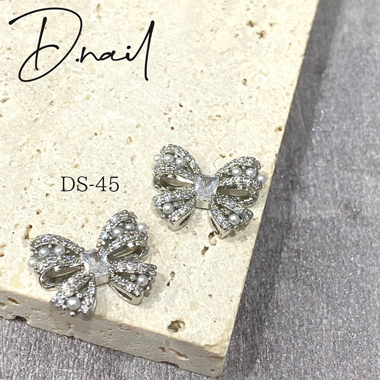 D.nail ジュエリービジューパーツDS-45 クリスタルパールリボン