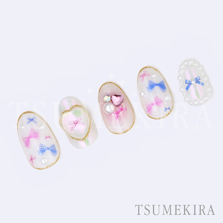 TSUMEKIRA NN-YRS-002 Sweet Ribbon Mix ピンク&ブルー(Supervised by OLiLicO ゆりし)