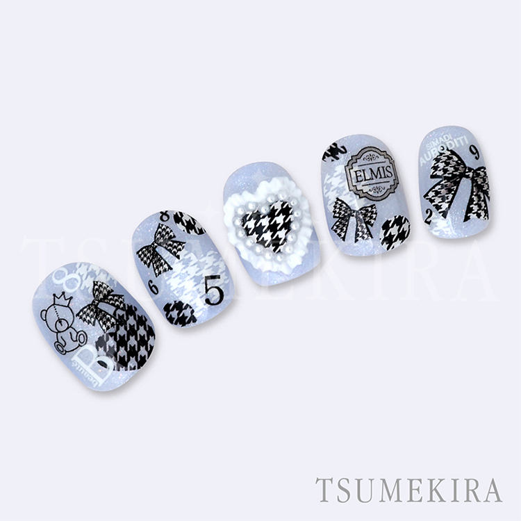 TSUMEKIRA NN-CDR-003 千鳥格子パーツ 白黒