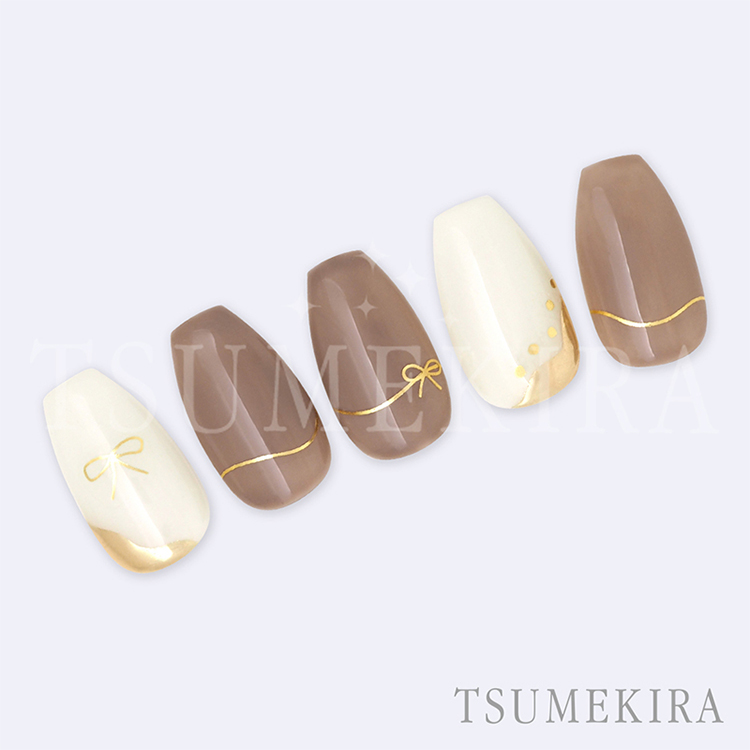 TSUMEKIRA SG-ICH-002 いっちょこプロデュース ドットフラワー&リボン ゴールド