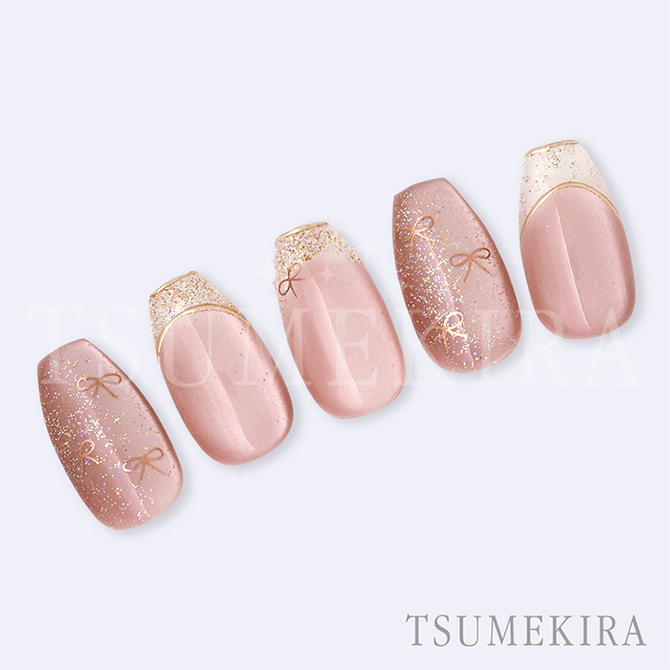TSUMEKIRA SG-ICH-003 いっちょこプロデュース ドットフラワー&リボン ピンクゴールド