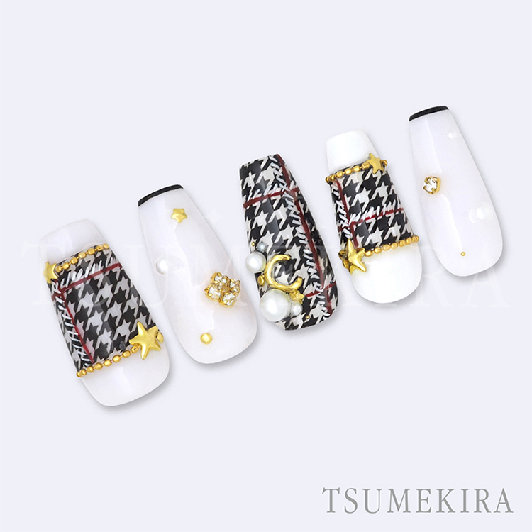 TSUMEKIRA NN-CDR-005 千鳥格子フレンチ 黒