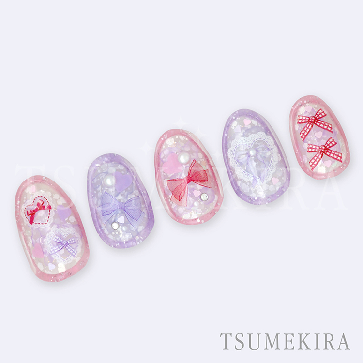 TSUMEKIRA NN-YRS-003 Sweet Ribbon Mix レッド&パープル（Supervised by OLiLicO ゆりし）