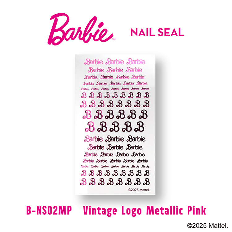 Barbie ネイルシールNS02MP ビンテージロゴ メタリックピンク