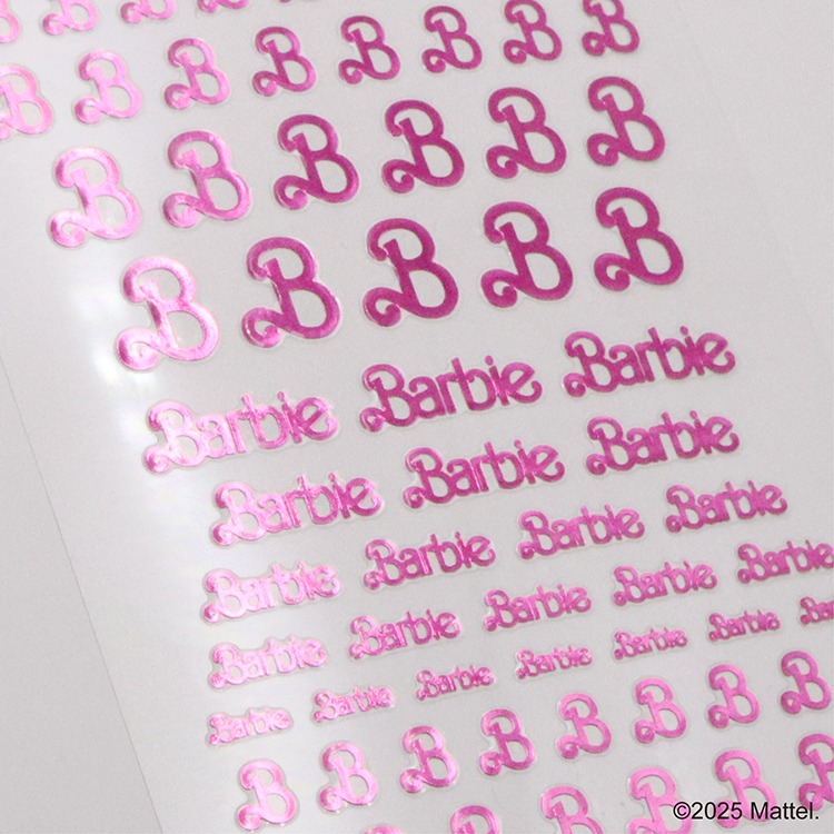 Barbie ネイルシールNS02MP ビンテージロゴ メタリックピンク
