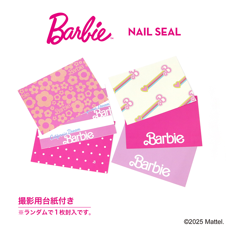 Barbie ネイルシールNS02MP ビンテージロゴ メタリックピンク