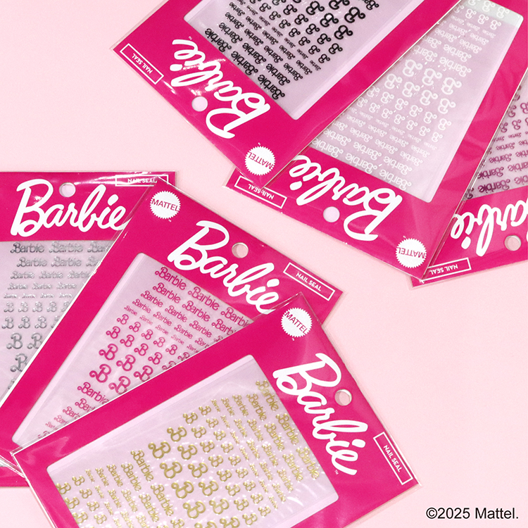 Barbie ネイルシールNS02MP ビンテージロゴ メタリックピンク