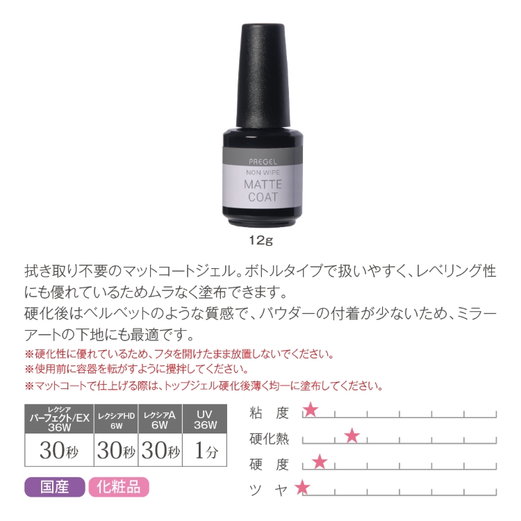 プリジェル ノンワイプマットコート 12g