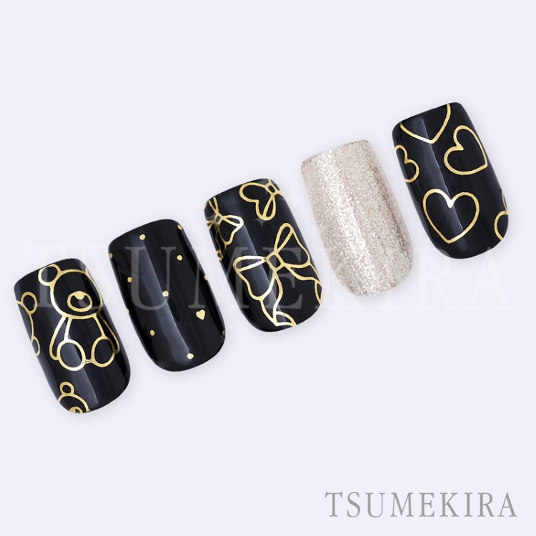 TSUMEKIRA SG-HON-003 honchan プロデュース bear&Ribbon gold(ジェル専用)