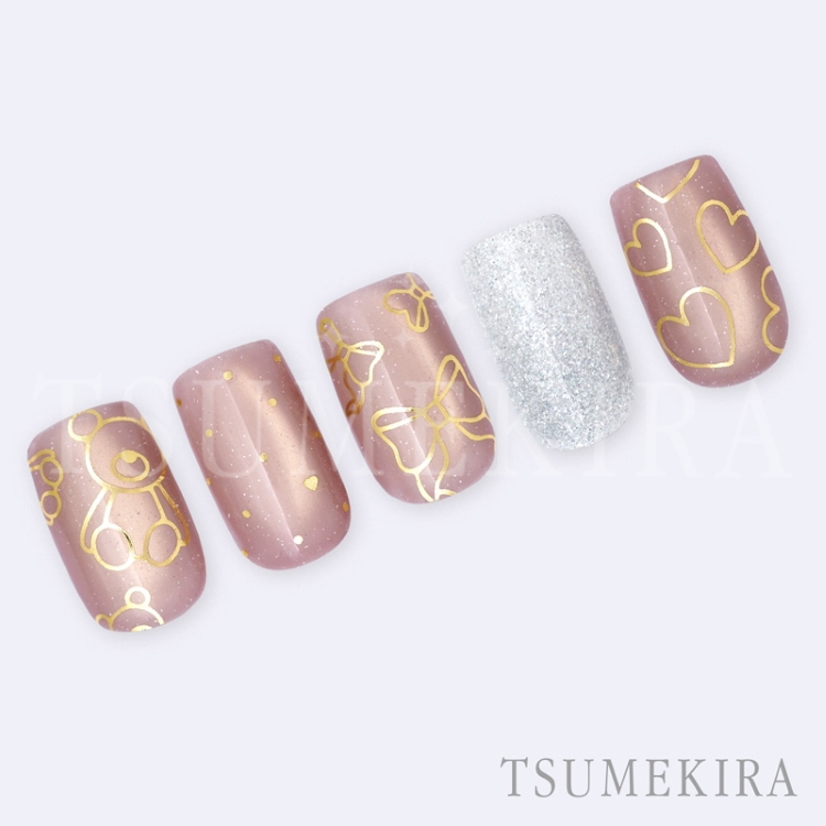 TSUMEKIRA SG-HON-003 honchan プロデュース bear&Ribbon gold(ジェル専用)
