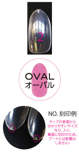 eriko nail プロフェッショナル クリアチップ サイズ別50P オーバル #2 EROVB-2