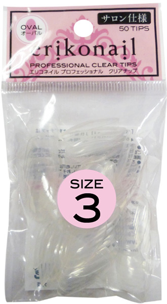 eriko nail プロフェッショナル クリアチップ サイズ別50P オーバル #3 EROVB-3