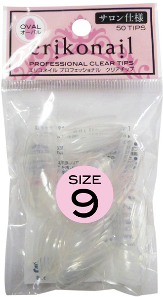 eriko nail プロフェッショナル クリアチップ サイズ別50P オーバル #9 EROVB-9