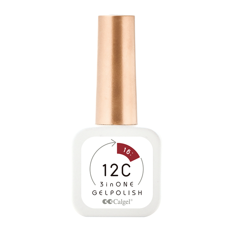 CalGel 12Cノンワイプスリーインワン　ジェルポリッシュ16ファイア ステディ ヘア8mL