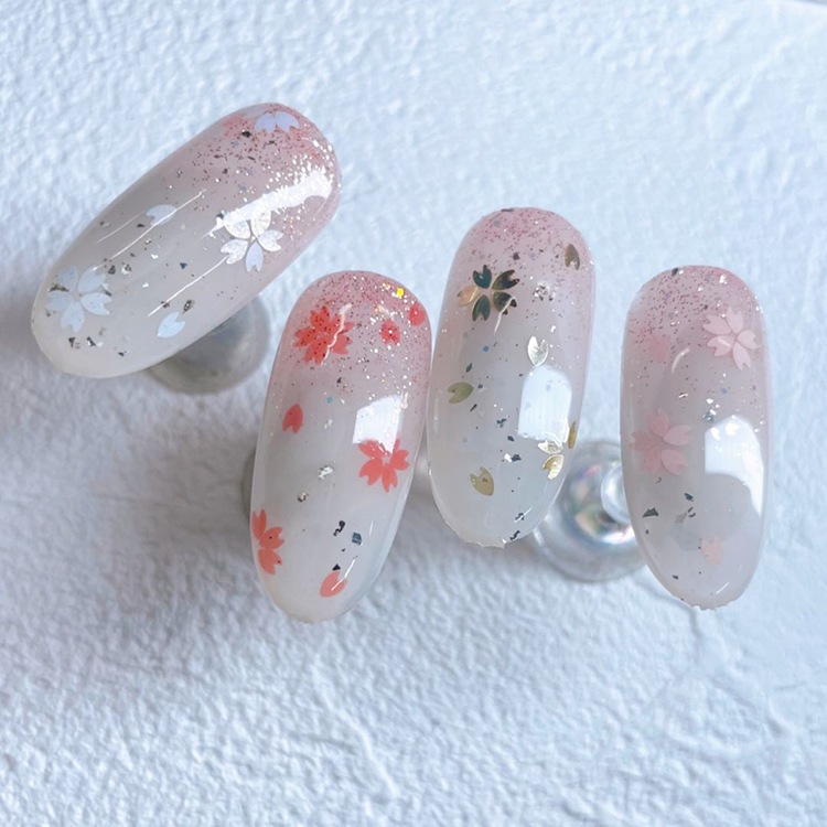 ネイルパフェ mini桜ホログラム　赤真珠桜