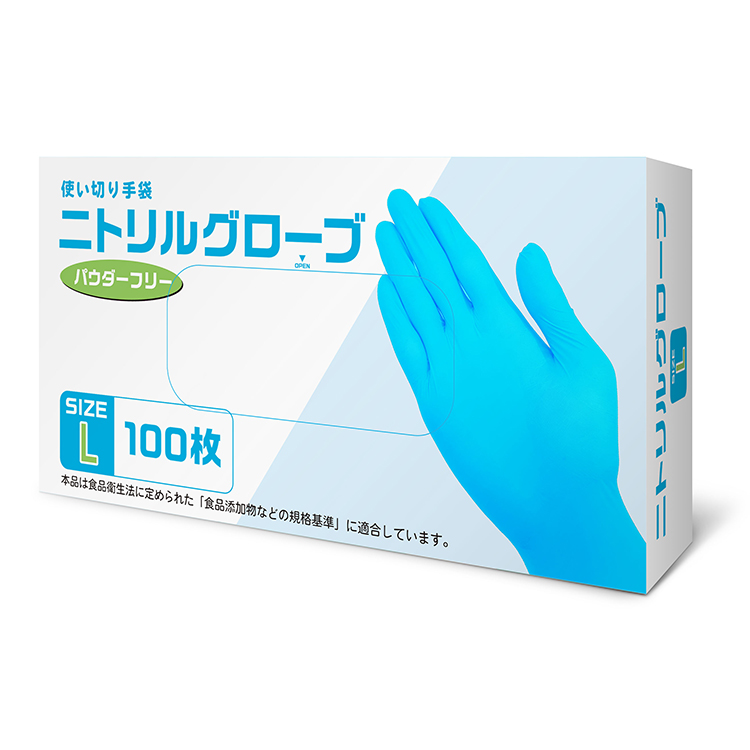 フジテックス　ニトリルグローブL　ブルー　１００枚