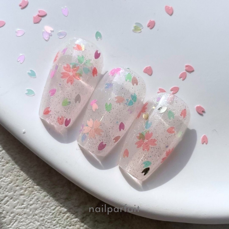 お取り寄せ ネイルパフェ mini桜ホログラム　恋紅桜